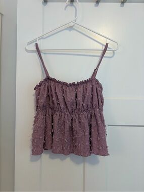 NWOT H&M Mauve Textured Spaghetti Strap Peplum Tank